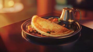Delicious Masala Dosa with Sambar and Chutney Indian Cuisine photo