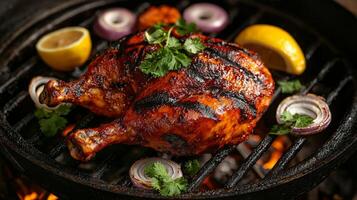 Grilled Tandoori Chicken Indian Cuisine BBQ Food Photography photo