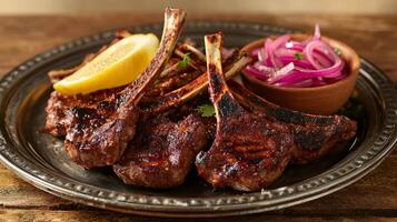 Delicious Tandoori Lamb Chops with Lemon Onions photo