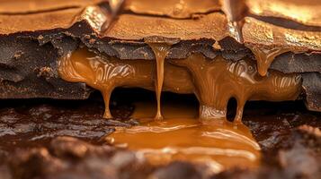 Delicious Caramel Chocolate Bar Melted Gooey Sweet Treat photo