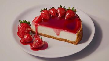 Delicious Strawberry Cheesecake Slice Gourmet Dessert Creamy Sweet Treat photo