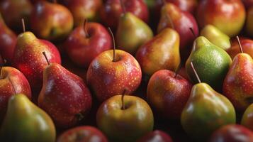 Seamless Pattern Red Green Apples Pears High Resolution Fruit Background photo