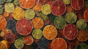 Vibrant Citrus Mosaic Oranges Lemons Limes Grapefruit Slices photo