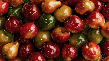Shiny Red Green Golden Apples Pears Seamless Pattern 8K High Resolution Still Life photo