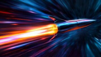 Futuristic Rocket Speeding Through Space Cosmic Travel High Speed Flight photo