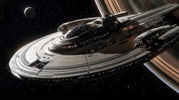 Futuristic Spaceship Sci Fi Starship Galaxy Exploration Spacecraft Design Cosmic Travel photo