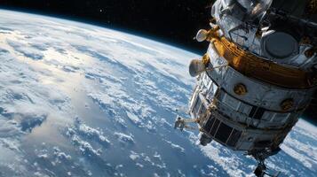 Earth Orbit Satellite Spacecraft Planet Clouds High Resolution photo