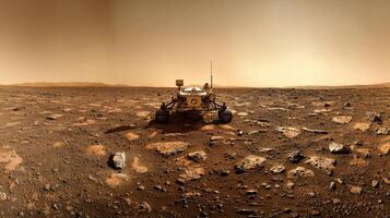 Martian Rover on Red Planet Exploration Spacecraft Desert Landscape photo