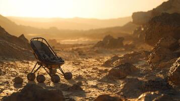 Martian Landscape Stroller on Alien Terrain Sunset Exploration photo