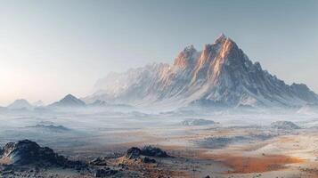 Martian Landscape Red Planet Mountain Range Desert 8K High Resolution Alien Scenery photo