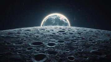 Lunar Surface Earthrise Moon Craters Space Exploration 8K High Resolution photo