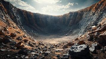 Martian Crater Landscape Dramatic Red Planet Geology Rocks Desert photo