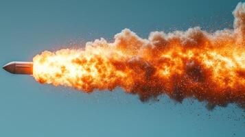 Intense Rocket Launch Fiery Blastoff Space Exploration photo