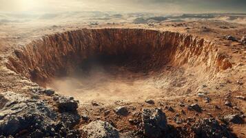 Martian Crater Landscape Red Planet Surface Desert Rocks 8K photo