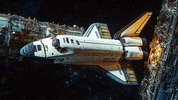 Space Shuttle Docking Spacecraft Station in Orbit High Resolution Image photo