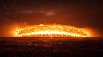 Nighttime Rocket Launch Fiery Blastoff Starry Sky Space Exploration photo