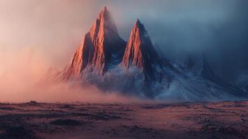 Martian Landscape Red Planet Mountains Dust Storm Alien Scenery photo