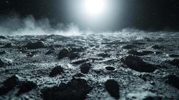Lunar Surface Astronaut Footprint Craters Moon Rocks 8K Space Exploration photo