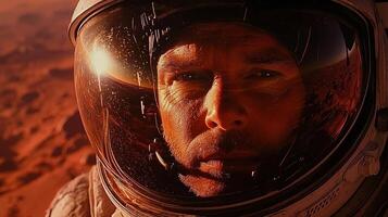 Martian Astronaut Reflection Red Planet Exploration Space Suit Detail photo