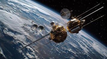 Satellite Docking Space Station Orbit Earth High Resolution Image photo