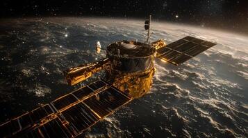 High Resolution Satellite in Space Orbiting Earth photo