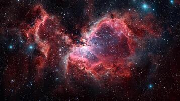Glowing Red Nebula Cosmic Dust Starry Night Sky Space Background photo