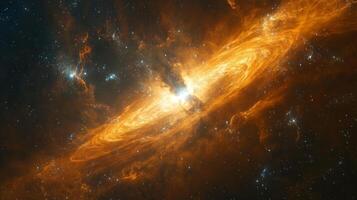 Cosmic Nebula Fiery Orange Galaxy Black Hole Stars Space Background photo