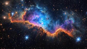 Cosmic Nebula Vibrant Galaxy Starry Night Space Background photo