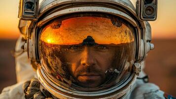 Martian Sunset Astronaut s Visor Reflection Space Exploration Red Planet photo