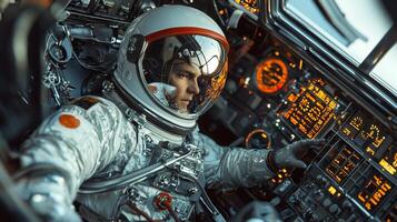 Astronaut Spacecraft Cockpit High Resolution Space Exploration Image photo