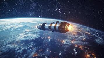 Rocket Launch Earth Orbit Space Exploration Night Sky High Resolution photo