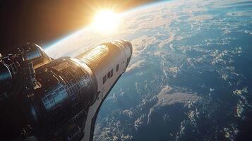 Space Shuttle Orbiting Earth Sunrise High Resolution 8K photo