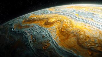 Stunning Golden Teal Planet Surface Cosmic Abstract Background photo
