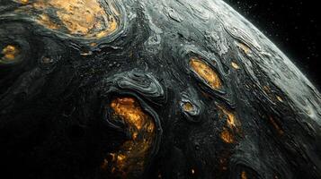 8K Cosmic Planet Surface Dark Gold Swirls Detailed Texture photo