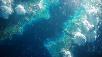 Stunning Aerial Earth View Ocean Clouds Coastline High Resolution Image photo