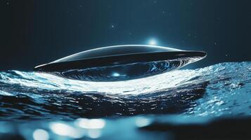 Futuristic Spaceship over Luminous Planet Sci Fi Alien Craft 8K High Resolution photo