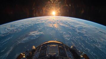 Stunning Earthrise Astronauts Spacecraft Sunrise High Resolution Space Photography photo