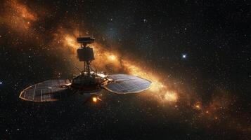 Spacecraft Exploration High Res Satellite in Cosmic Nebula photo