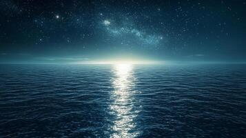 Starry Night Ocean Calm Sea Celestial Reflection Night Sky photo