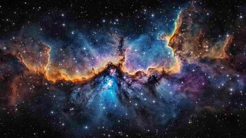 Cosmic Nebula Glowing Gas Clouds Star Formation Space Pattern photo