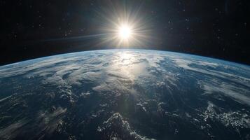 Stunning Earthrise Sunrise Planet Earth from Space High Resolution Image photo