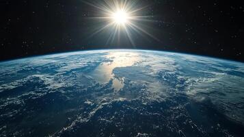 Stunning Earth from Space Sunlit Planet High Res Photo
