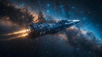 Spaceship Galaxy Travel Cosmic Exploration High Resolution Sci Fi Image photo