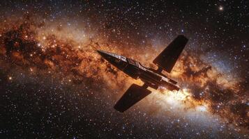 Spaceship Journey Through Milky Way Galaxy Cosmic Exploration Image photo