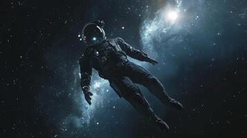 Astronaut Floating in Deep Space Stars Nebula Galaxy Background photo