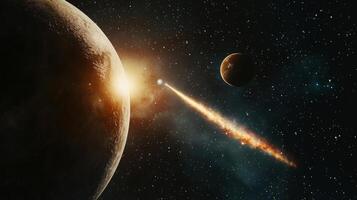 Cosmic Alignment Planets Comet Nebula Starry Night 8K Space Scene photo