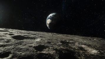 Earthrise from Moon Stunning High Resolution Space Landscape photo