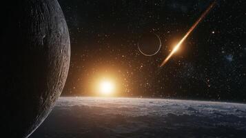 Cosmic Alignment Planets Comet and Starry Nebulae in 8K photo