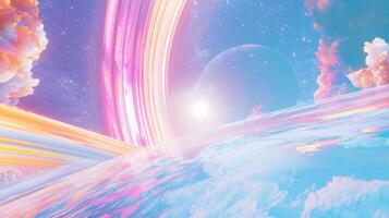 Futuristic Spaceship Orbiting Gas Giant Planet Galaxy Background photo