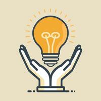 Idea Bulb Light Effect By Holding Hands Creative New Concept Free Illustration Suitable Flat Icon Looking Well vector